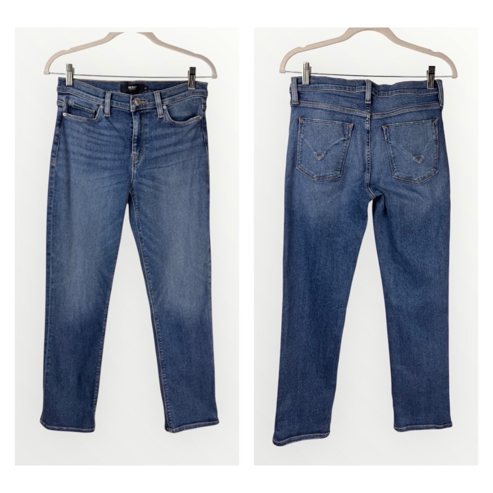 Hudson Nico Straight Rolled Jeans Womens 28 Blue High Rise Stretch Denim